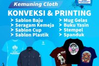Kemuning Cloth. Jasa konveksi dan printing milik Pemdes Cikamunding. (Istimewa)