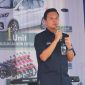 Pimpinan Cabang BRI Rangkasbitung, Riki Rinda Sakti saat memberikan sambutan dalam acara pesta rakyat simpedes semester pertama tahun 2022. (Dailyhits/Jalu)