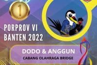 Dodo dan Anggun berhasil mempersembahkan emas pertama untuk kontingen Lebak di Porprov VI Banten cabang Bridge. (Istimewa)
