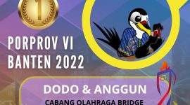 Dodo dan Anggun berhasil mempersembahkan emas pertama untuk kontingen Lebak di Porprov VI Banten cabang Bridge. (Istimewa)