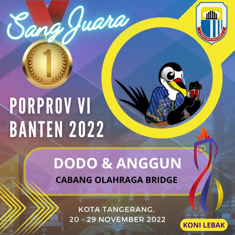 Dodo dan Anggun berhasil mempersembahkan emas pertama untuk kontingen Lebak di Porprov VI Banten cabang Bridge. (Istimewa)