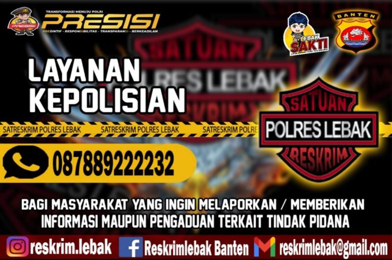 Polres Lebak menyiapkan hotline atau layanan pengaduan kejahatan. (Istimewa)