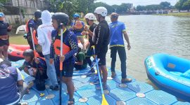 Tim arung jeram Kabupaten Lebak usai bertanding. (Istimewa)