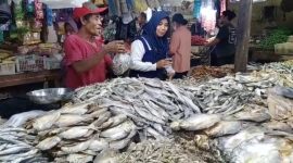 Pedagang ikan asin di Pasar Rangkasbitung. Mendekati pergantian akhir tahun harga ikan asin mengalami lonjakan. (Istimewa)