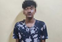 Salah satu pelaku pembacokan pelajar di Lebak saat diamankan pihak kepolisian Polres Lebak. (istimewa)