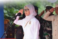 Bupati Lebak, Iti Octavia Jayabaya saat menjadi pembina upacara hari jadi Kabupaten Lebak ke 194.