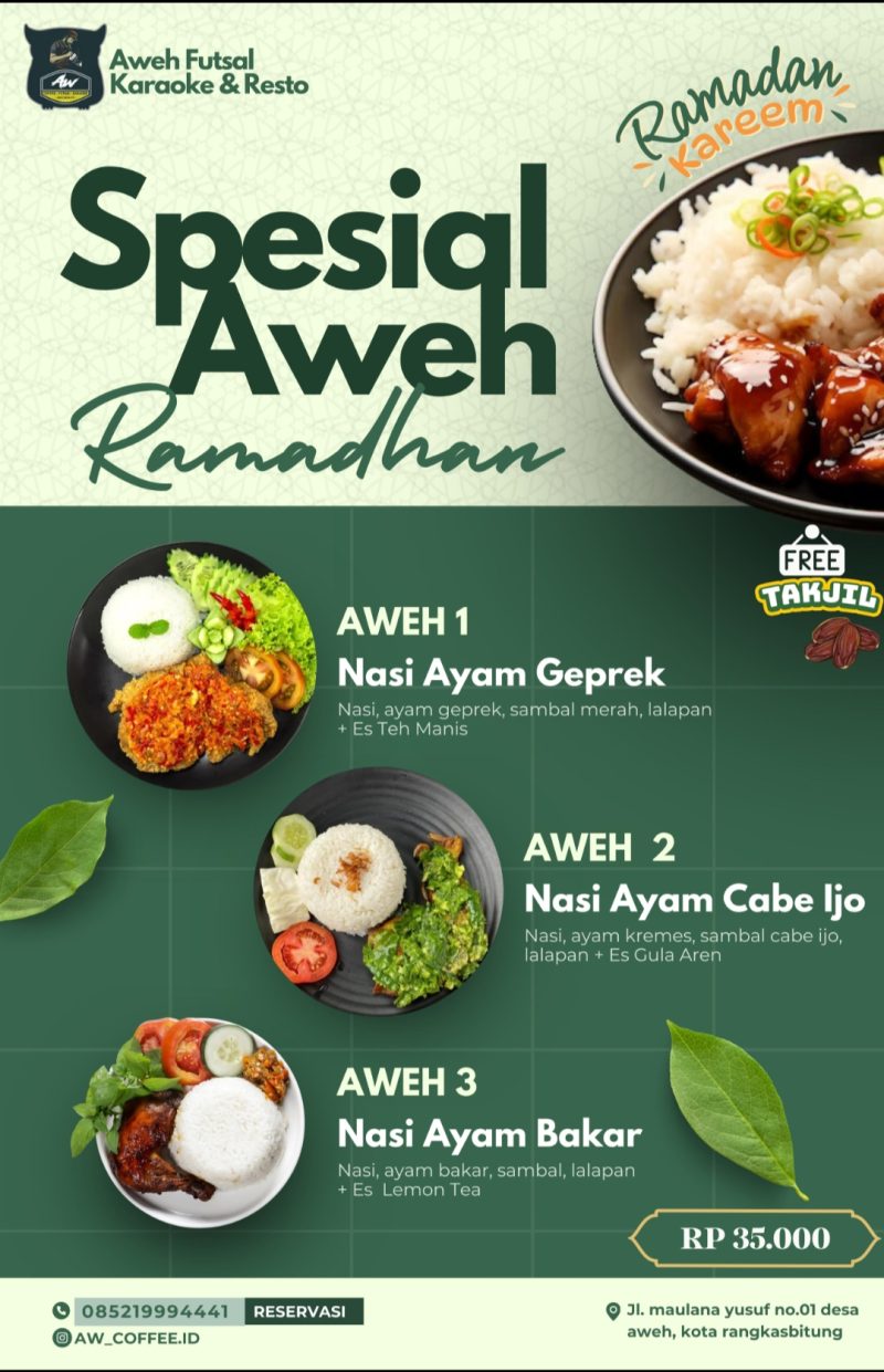 Menu Bukber AW Futsal Karaoke and Resto. (Istimewa)