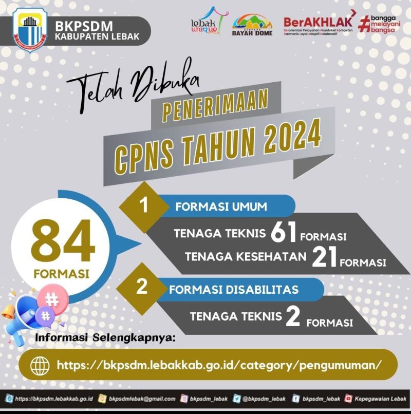 Formasi CPNS Kabupaten Lebak 2024. (Istimewa)