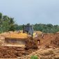 Sejumlah alat berat saat beroperasi di lahan PT KCU. Meski belum berizin mereka terus melakukan penggarapan untuk membuat pabrik. (Istimewa)