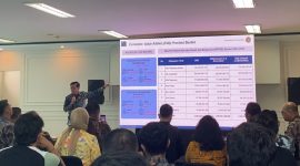 Kanwil BPN Banten, Harison saat memberikan pemaparan dalam acara media gathering di Graha Pena Radar Banten, Selasa (13/1/2026).