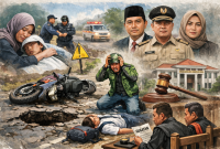 Ilustrasi: Pengendara ojek Online yang Mebawa Anak pelajar Terjatuh menabrak lubang hingga tewas. Doc: Ist/Dailyhits.