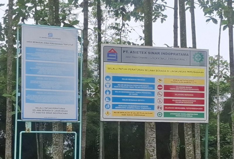 Papan Informasi PT Asietex Sinar Indopratama, Doc (Dir/Dailyhits.id)