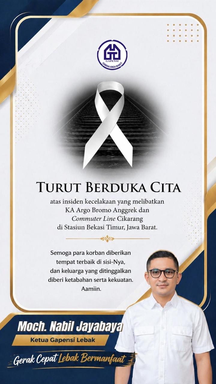 Ucapan Duka Cita Ketua BPC Gapensi Lebak, Nabil Jayabaya. (Istimewa)