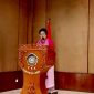 Ketua DWP Kabupaten Lebak, Reri Yoseline saat memberikan sambutan dalam acara. (Istimewa)