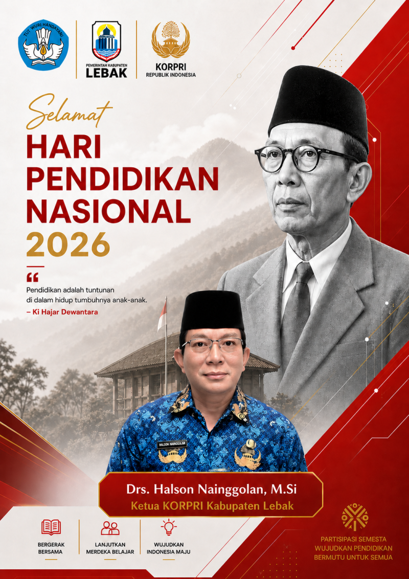 Ucapan Hari Pendidikan Nasional 2026 dari KORPRI Kabupaten Lebak. (DAILYHITS)