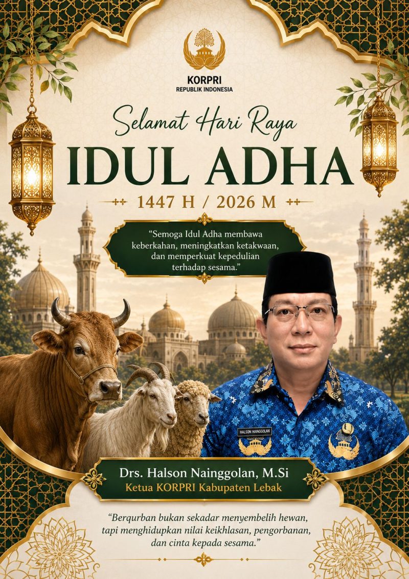 Ucapan Selamat Hari Raya Idul Adha 1447 H, KORPRI Lebak. (DAILYHITS)