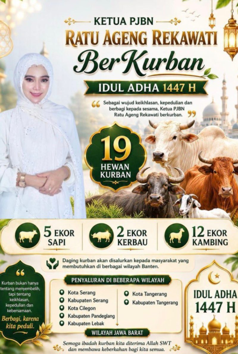 Ratu Ageng Rekawati menyalurkan 19 Hewan kurban pada Idul Adha 1447 H. (DAILYHITS)