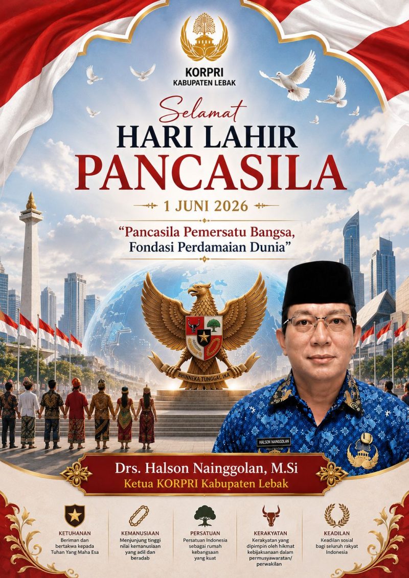 Ucapan Selamat Hari Lahir Pancasila 1 Juni 2026, KORPRI Kabupaten Lebak. (DAILYHITS)