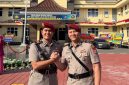 AKP Wisnu Adicahya (kiri) dan AKP Fredo Leonard (kanan) saat serah terima jabatan Kasatreskrim Polres Lebak. (Istimewa)