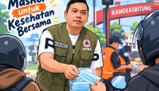 BPBD Lebak membagikan 3.000 masker gratis merespon meluasnya abu vulkanik anak Krakatau. (FOTO DAILYHITS)