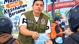 BPBD Lebak membagikan 3.000 masker gratis merespon meluasnya abu vulkanik anak Krakatau. (FOTO DAILYHITS)