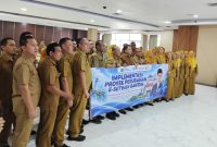 Jajaran Sekretariat DPRD Provinsi Banten berfoto bersama saat peluncuran dan implementasi proyek perubahan E-Setwan sebagai bagian dari transformasi digital pelayanan Sekretariat DPRD Banten. (Dok)