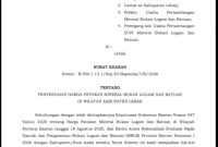 SE Bupati Lebak soal Patokan Harga Baru Mineral Bukan Logam dan Batuan. (Istimewa)